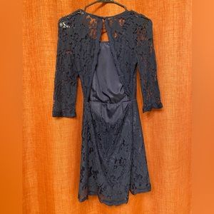 Navy Lace Cocktail Dress - Backless - Size Small